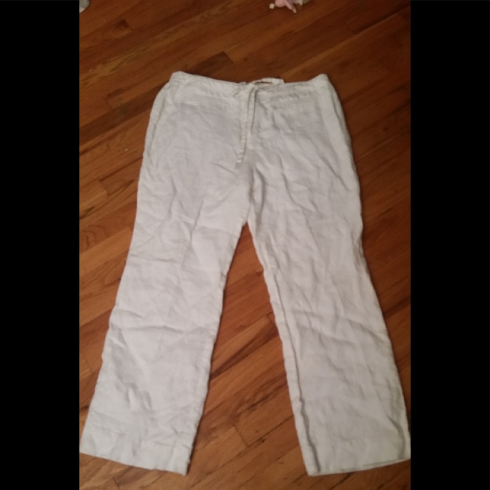 Charter Club Classic Fit Off White Linen Pants